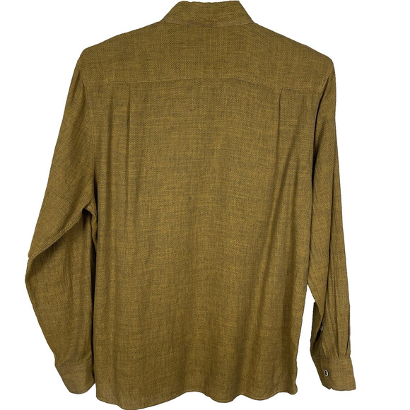 32 Bar Blues Slub Linen Cotton Shirt Size Large Brown Button Down Casual Preppy - Picture 2 of 10
